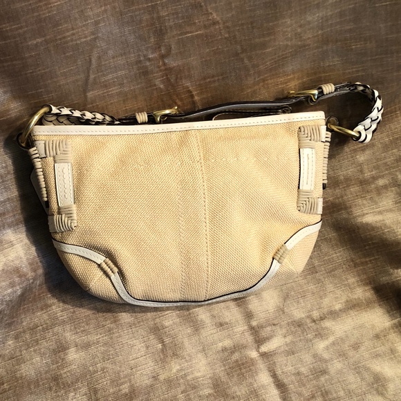 Coach White Leather & Angora Straw Purse - Picture 3 of 11